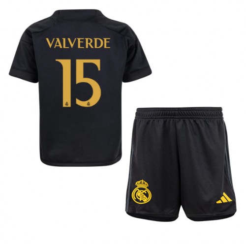 Dětský Fotbalový dres Real Madrid Federico Valverde #15 2023-24 Třetí Krátký Rukáv (+ trenýrky)